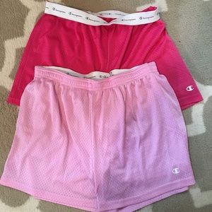 BUNDLE Dark and light pink champions mesh shorts